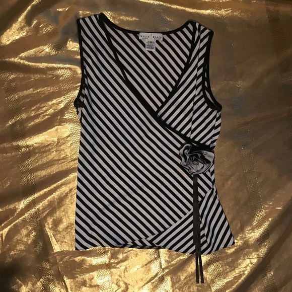 White House Black Market Striped Wrap Top (S) - Picture 1 of 3